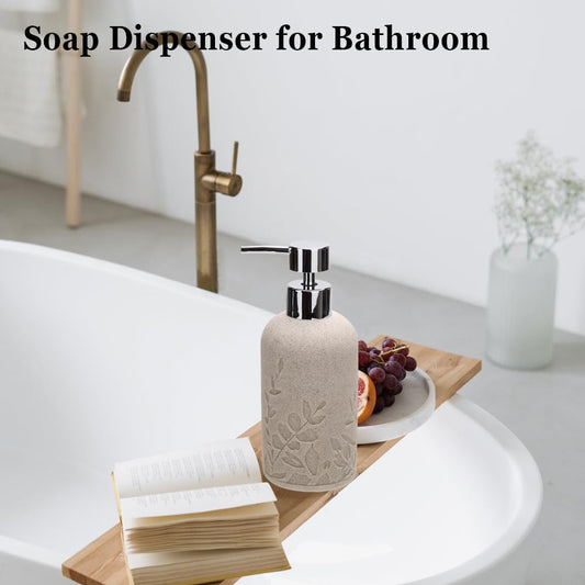Dluxe Ave. Textured Resin Liquid Soap Dispenser/ 2pcs (Sandstone /Matte Beige)