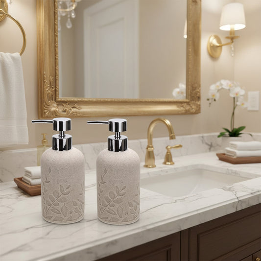 Dluxe Ave. Textured Resin Liquid Soap Dispenser/ 2pcs (Sandstone /Matte Beige)