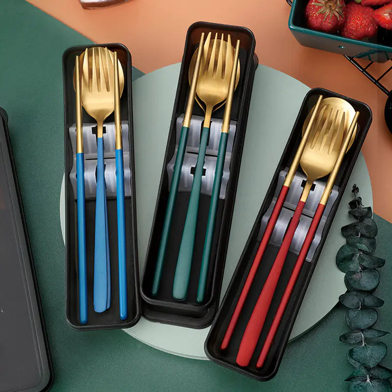 Dluxe Ave. Portable Stainless Steel Cutlery Set with Storage Box
