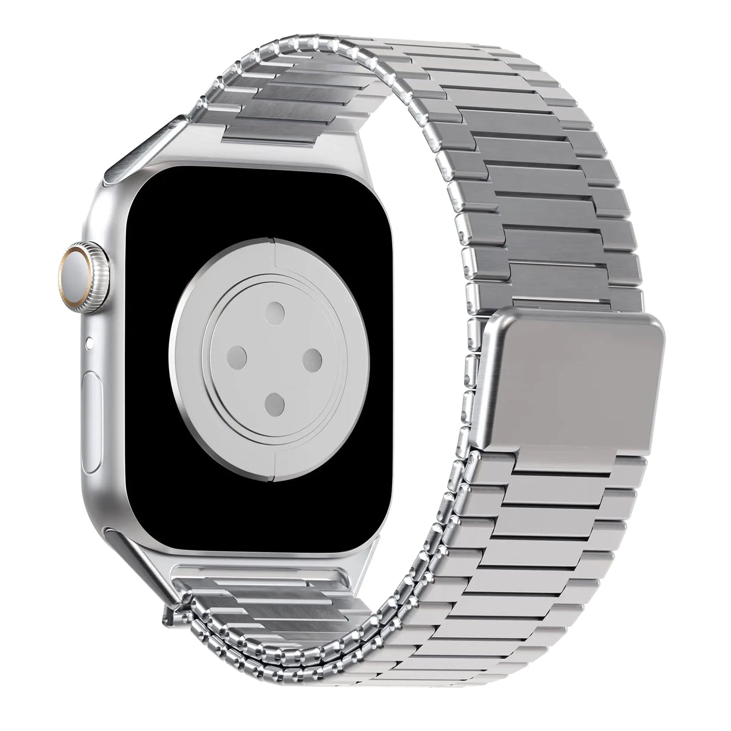 Dluxe Ave. Metal Stainless Steel Magnetic Band Compatible for Apple Watch Bands 38mm 40mm 41mm 42mm 44mm 45mm 49mm Adjustable Business Stainless Steel Metal Band for iWatch Series Ultra 8 7 6 5 4 3 2 1 SE (Silver 42/44/45/49mm)