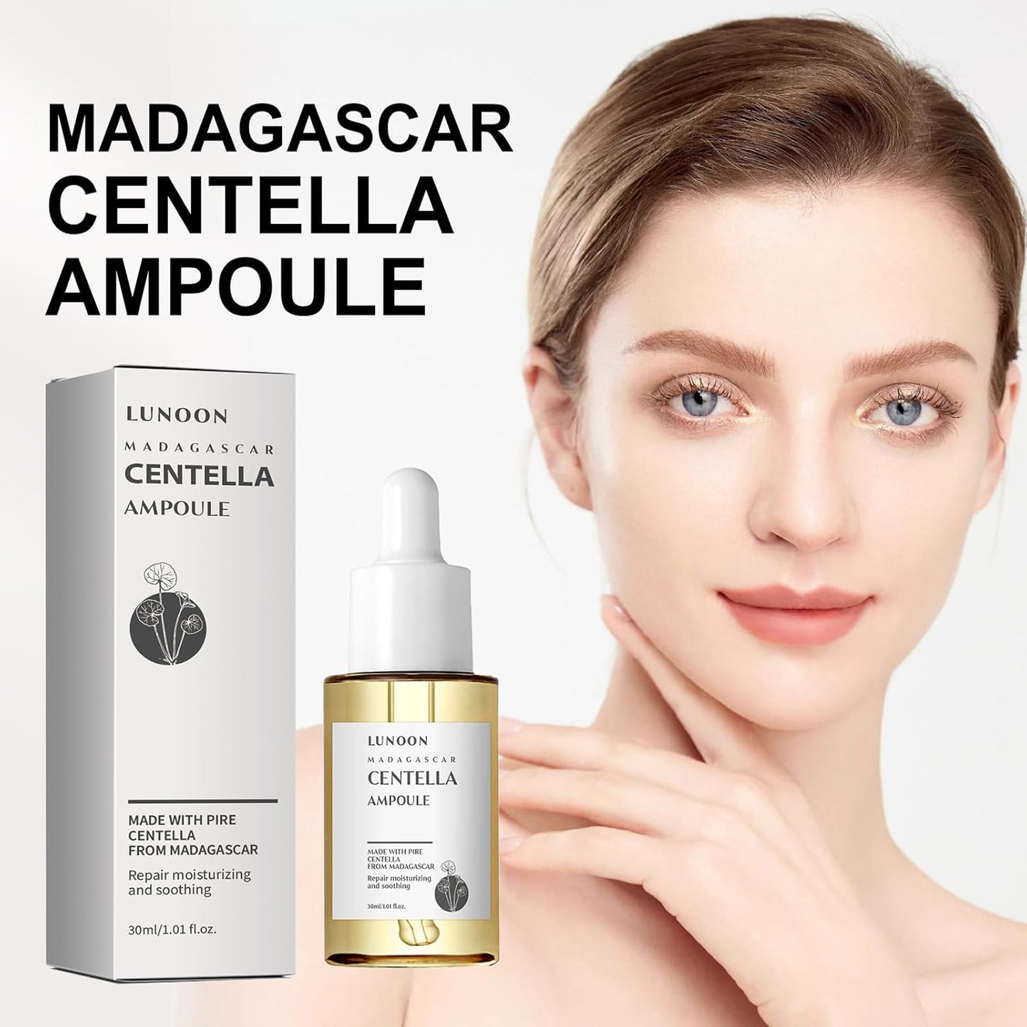 Dluxe Ave. 30 ML Centella Asiatica Ampoule Facial Serum，Soothing Care Hypoallergenic Hydrating Centella Asiatica Extract Face Serum. (1 Pcs)
