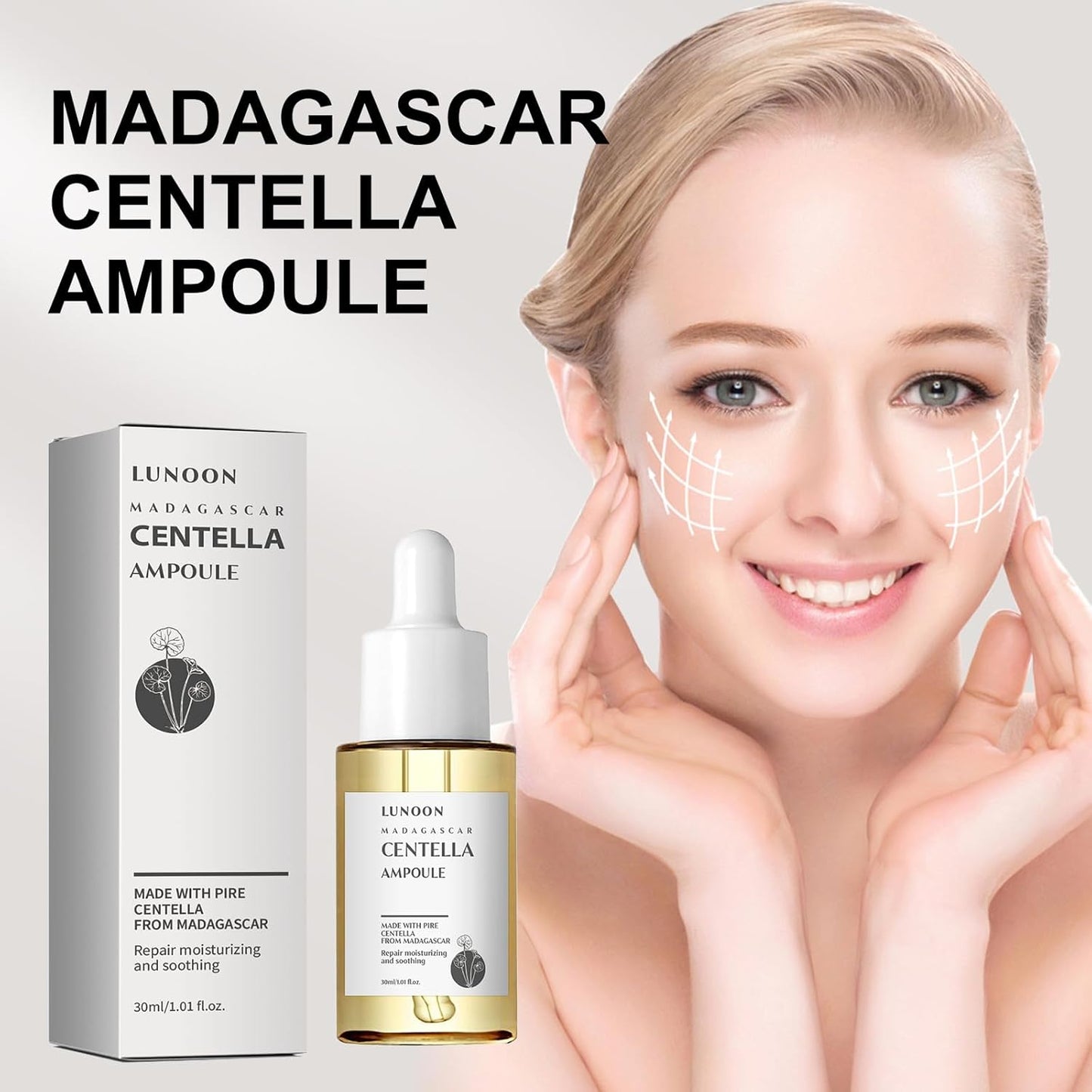 Dluxe Ave. 30 ML Centella Asiatica Ampoule Facial Serum，Soothing Care Hypoallergenic Hydrating Centella Asiatica Extract Face Serum. (1 Pcs)