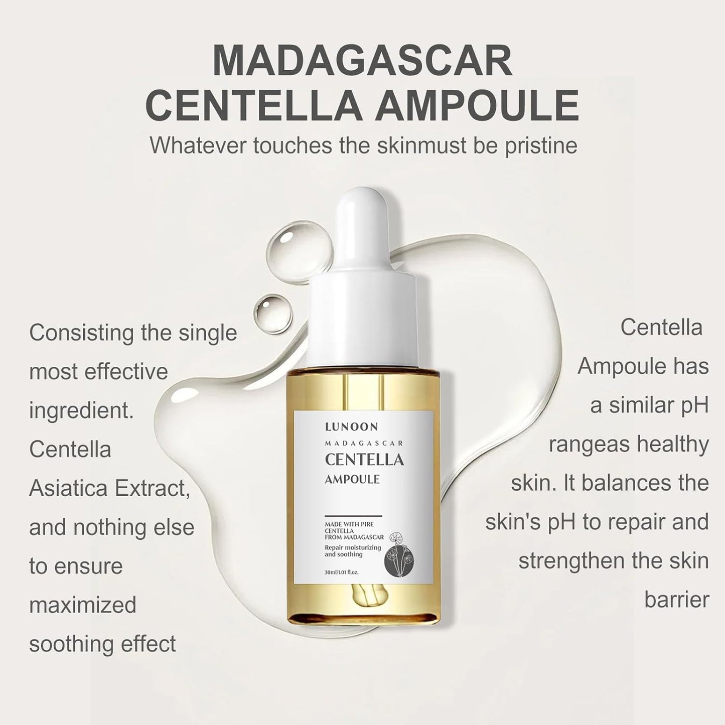 Dluxe Ave. 30 ML Centella Asiatica Ampoule Facial Serum，Soothing Care Hypoallergenic Hydrating Centella Asiatica Extract Face Serum. (1 Pcs)