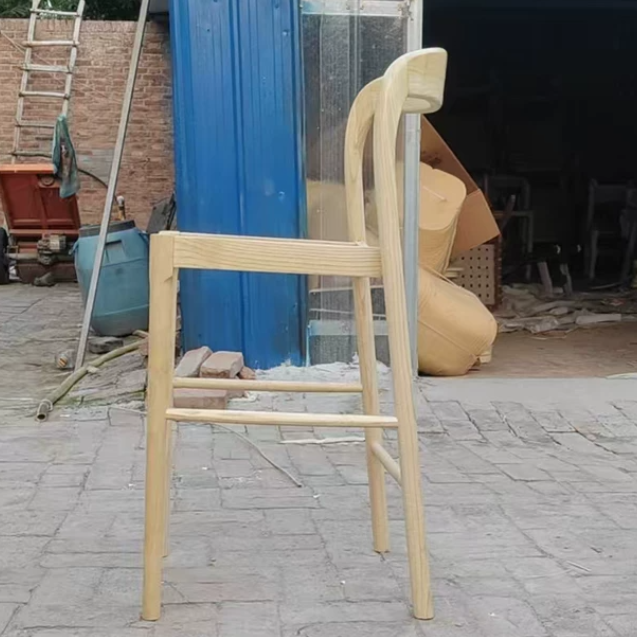 Modern Solid Wood Bar Stool with Backrest
