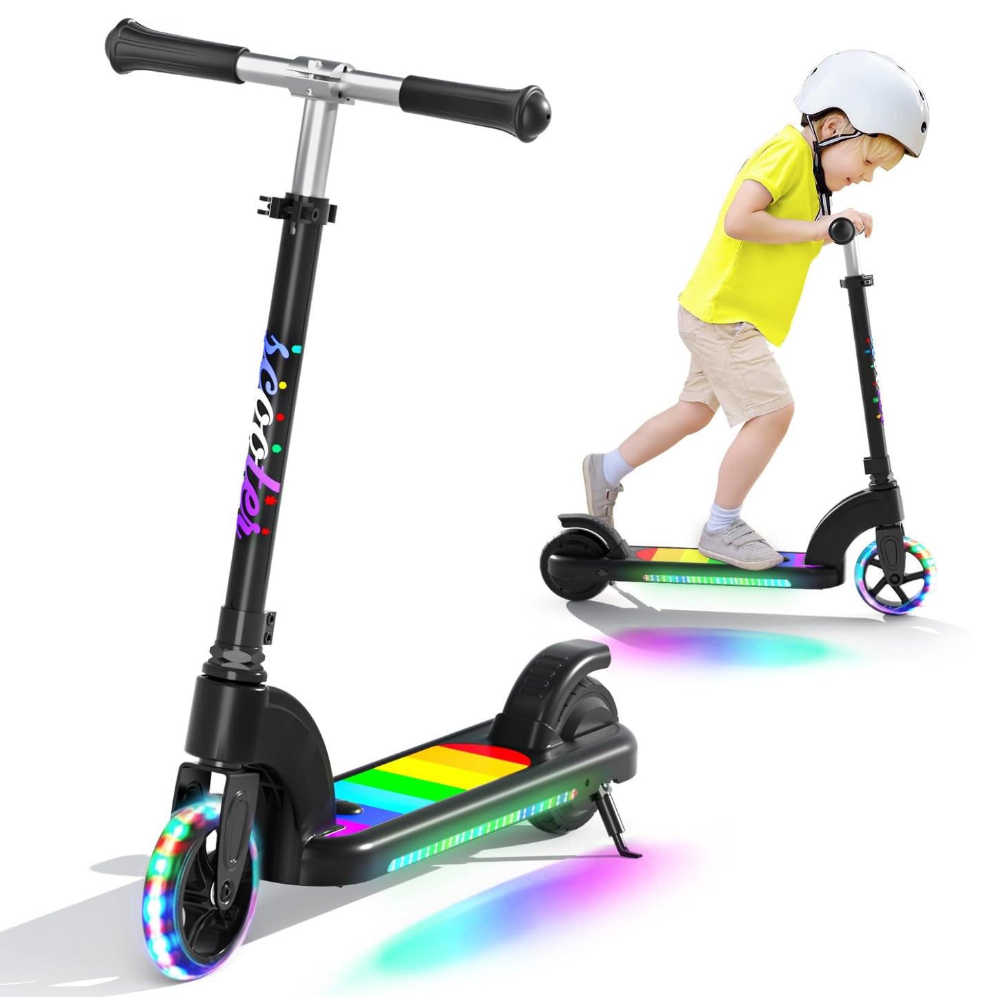 Dluxe Ave. ANHAO Electric Scooter for Kids Ages 6-12 (Mainly 6-10) Kids Electric Scooter with Adjustable Height Flash Wheel Kick Scooter for Kids up to 110 lbs up to 6mph