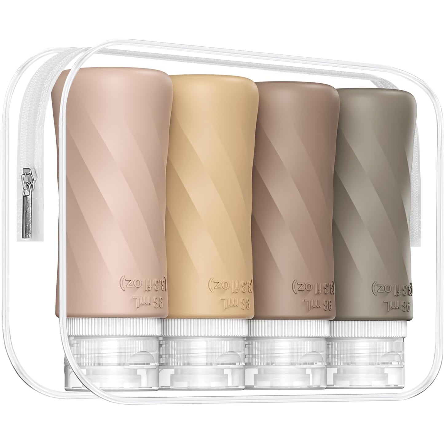 Dluxe Ave. Travel Bottles for Toiletries/ TSA Approved/ 3.3oz Portable/ BPA Free Leak Proof/ Squeezable Silicone/ 4 Pack