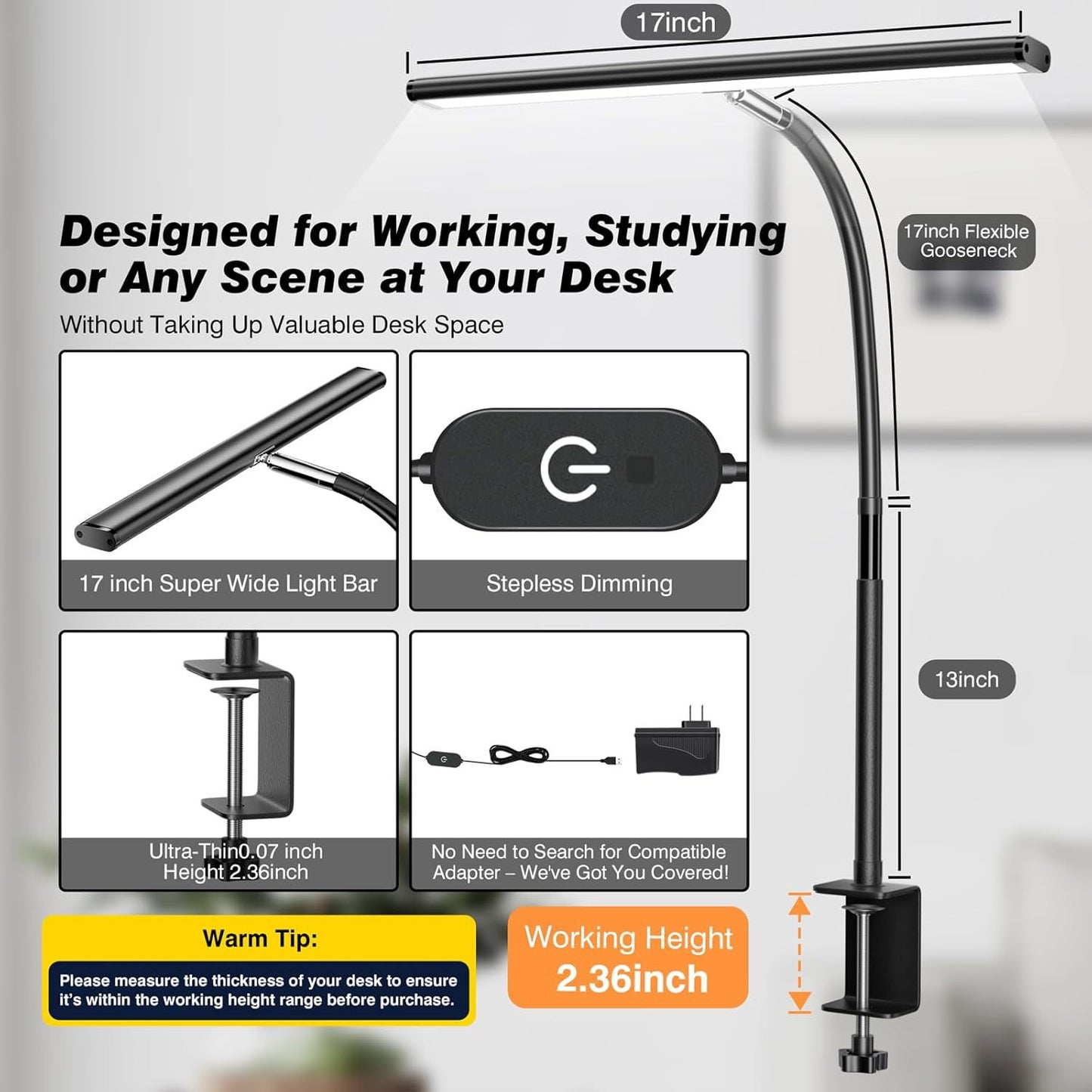 LED Full-Spectrum Eye Protection, Desk Lamp