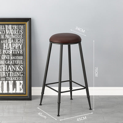 Vintage Iron Bar Chair with Solid Wood Seat
