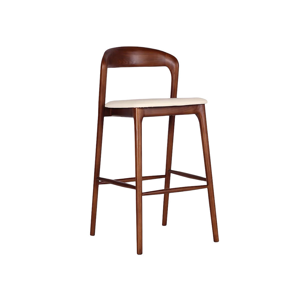 Modern Solid Wood Bar Stool with Backrest