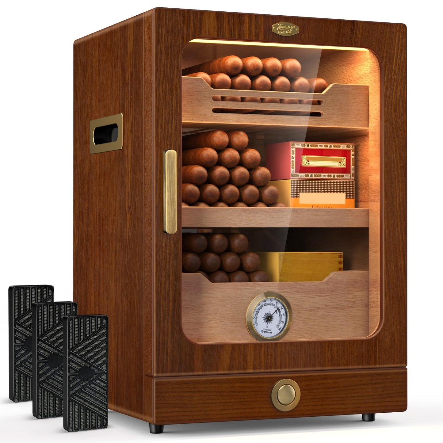 Dluxe Ave. Cigar Humidor Cabinet/ Light Control System/ Spanish Cedar Wood Shelves / (Brown)