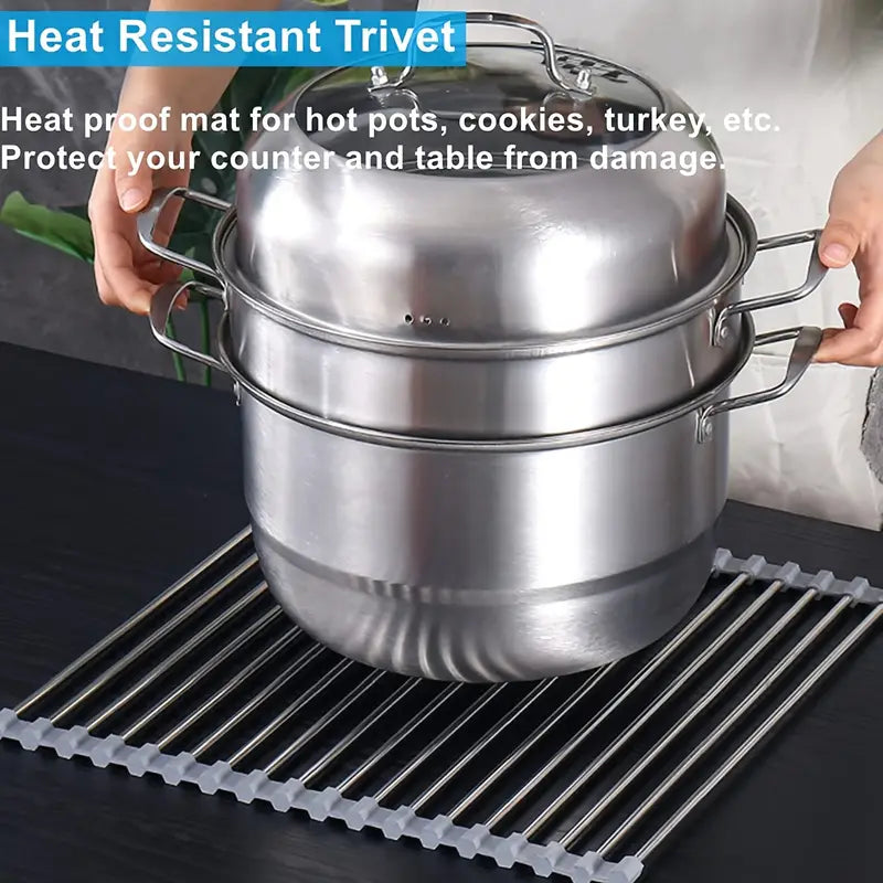 Dluxe Ave. Stainless Steel Foldable Dish Rack for Kitchen