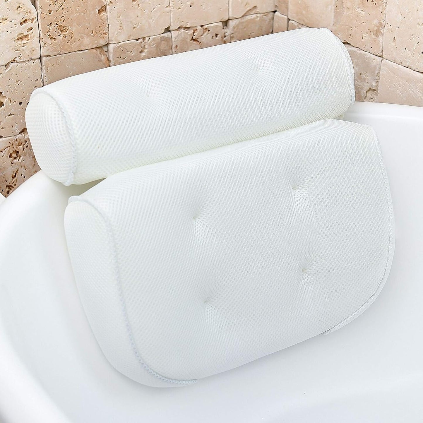 Dluxe Ave. 3D Mesh Spa Bath Pillow with 6 Suction Cups for Support