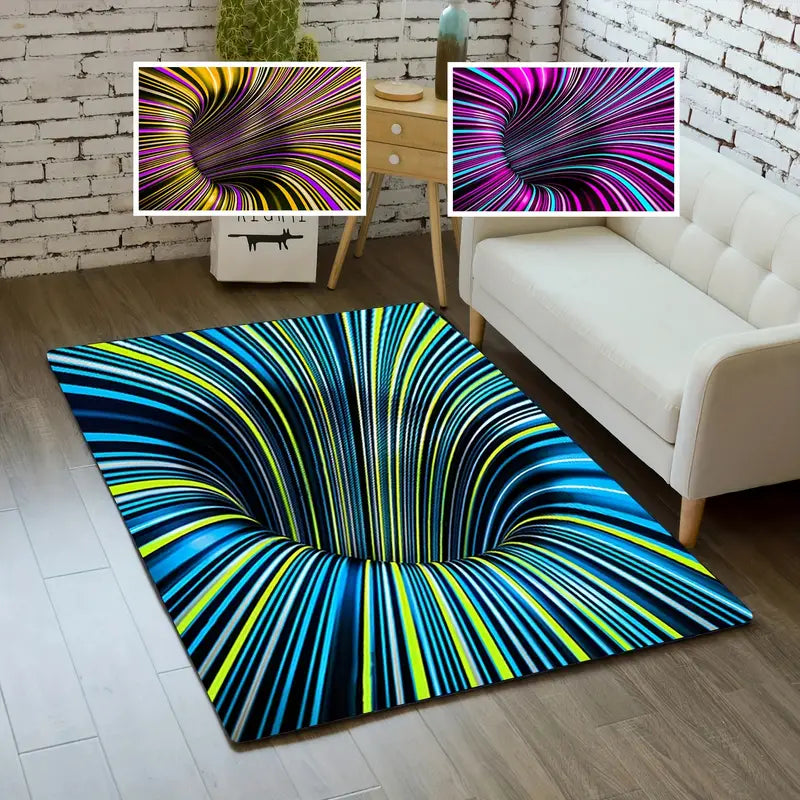 Dluxe Ave.3D Swirl Illusion Non-Slip Area Rug for Home