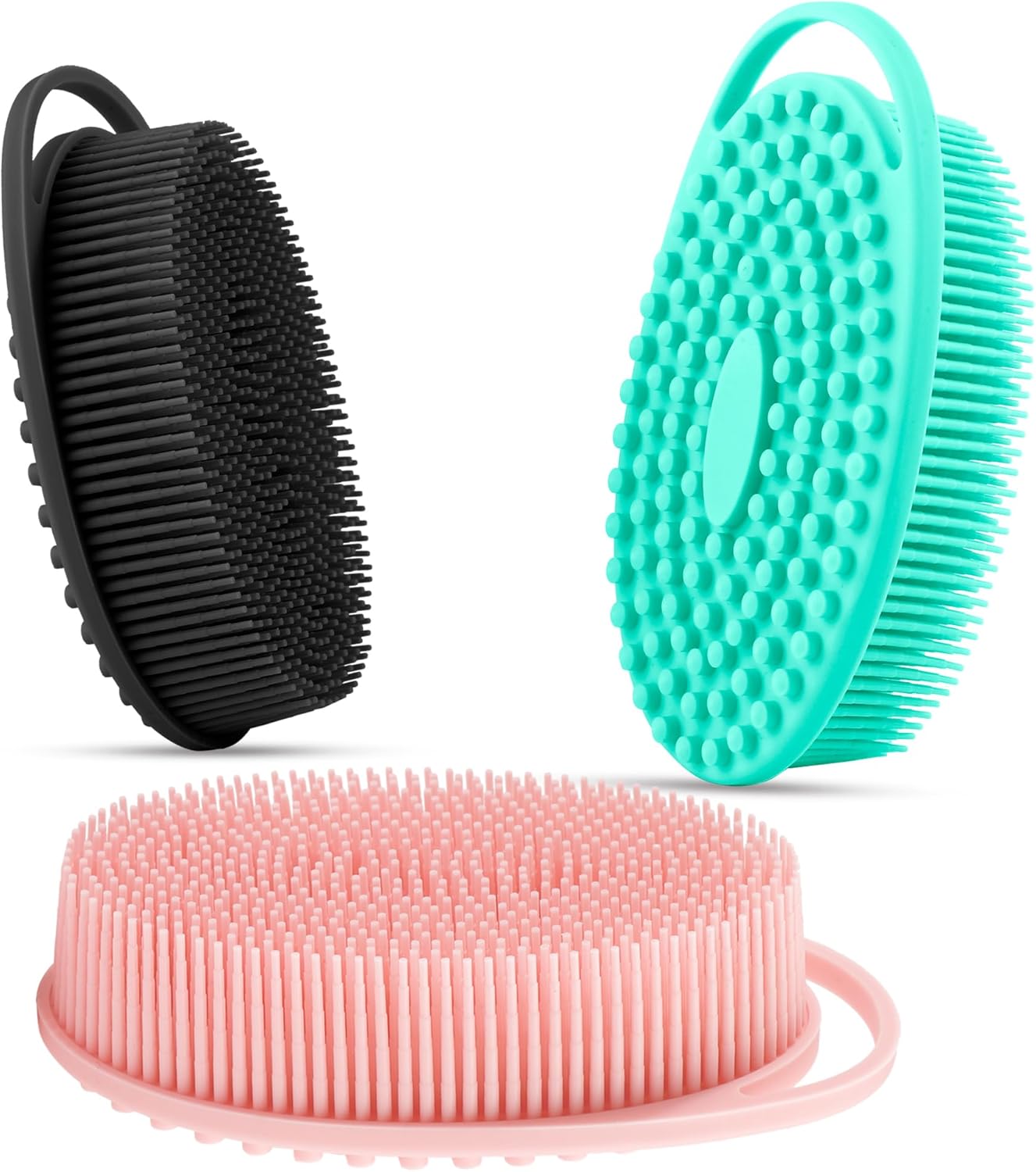 Dluxe Ave. 3 Pack Silicone Body Scrubber Soft Silicone Loofah Exfoliating Body Scrubber Skin Exfoliation Men Women