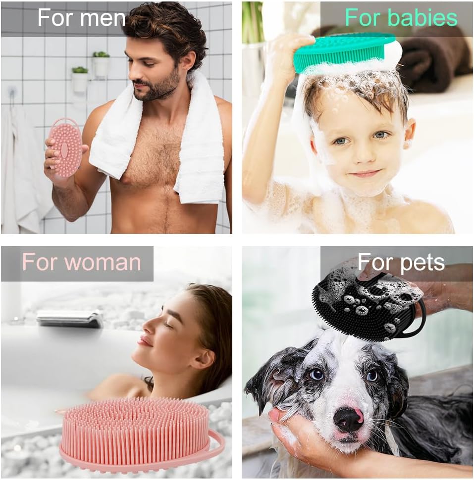 Dluxe Ave. 3 Pack Silicone Body Scrubber Soft Silicone Loofah Exfoliating Body Scrubber Skin Exfoliation Men Women