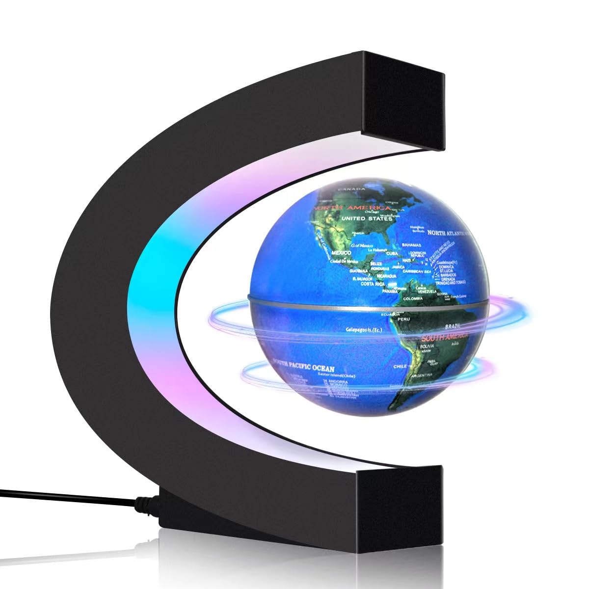 Dluxe Ave. Magnetic Levitating Floating Globe with LED Lights, C Frame Lamp