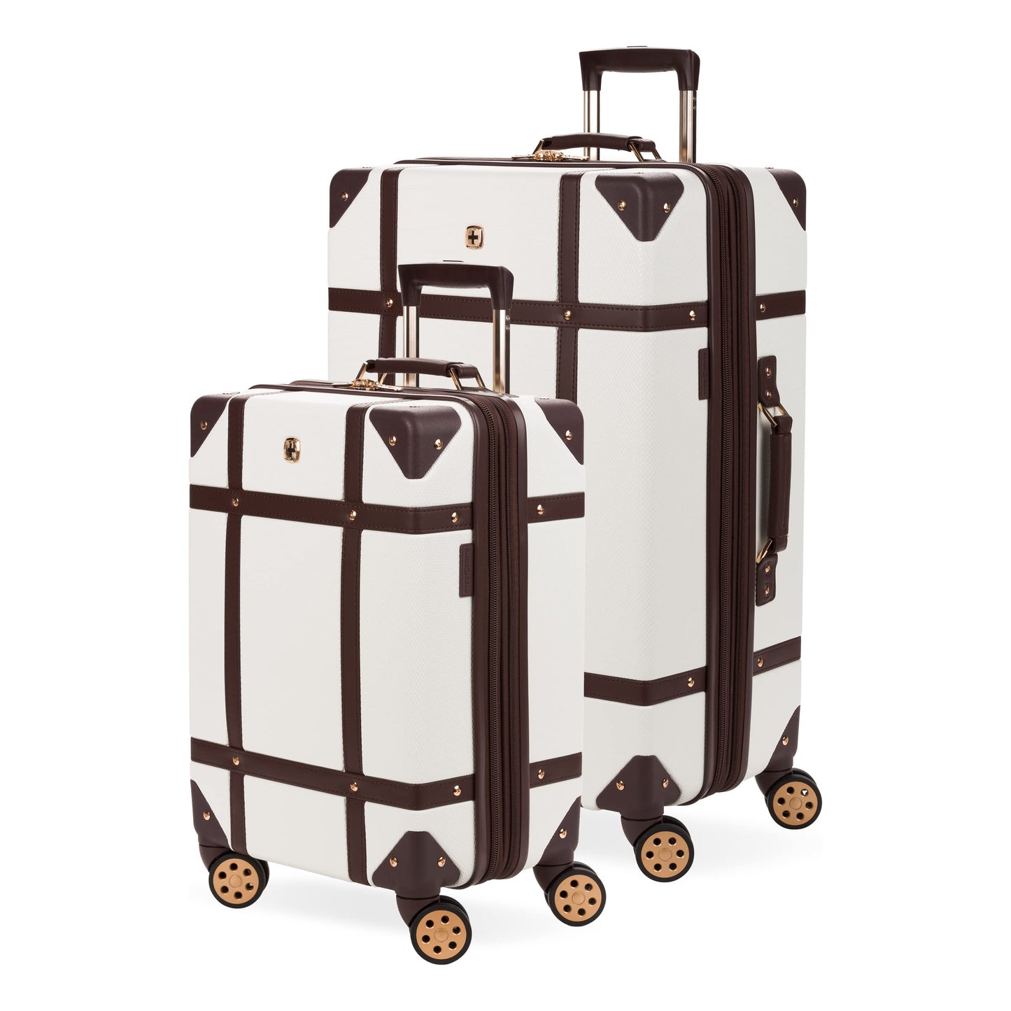 Dluxe Ave. Hardside Luggage Trunk with Spinner Wheels/ (White) 2-Piece Set (19/26)