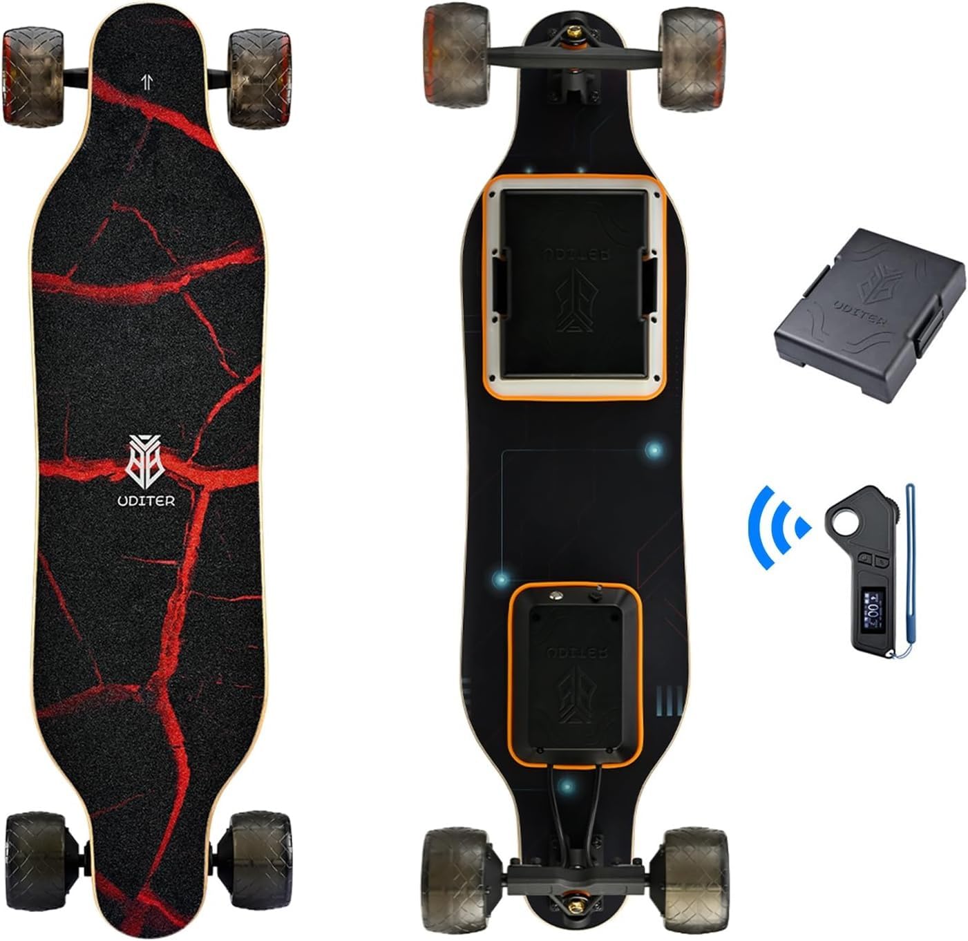Dluxe Ave.  Electric Skateboards S3 Electric Longboard with Remote/ 10S2P 42V Swappable Battery/28 Mph Top Speed/ 2 600W Motors / 12 Miles Max