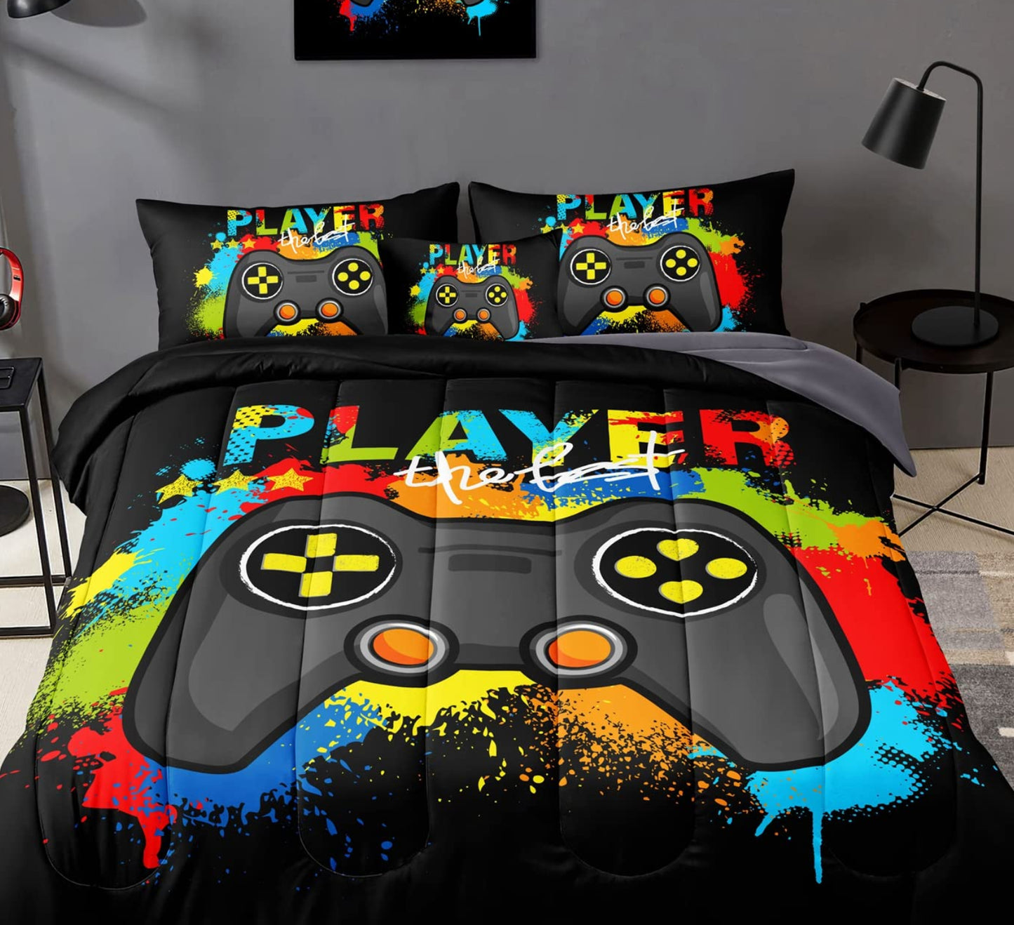 Dluxe Ave. ( TWIN ) 5 Pcs. Comforter Set/ Black