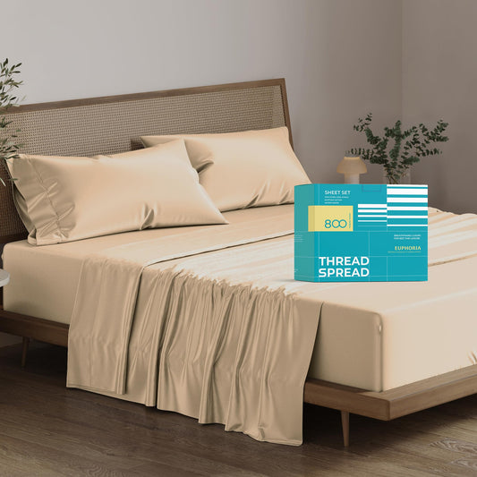 Dluxe Ave. ( QUEEN ) 4 Pcs 100% Egyptian Cotton Sheet Set/ 800 High Thread Count/ Luxury Hotel Sheets/ Taupe