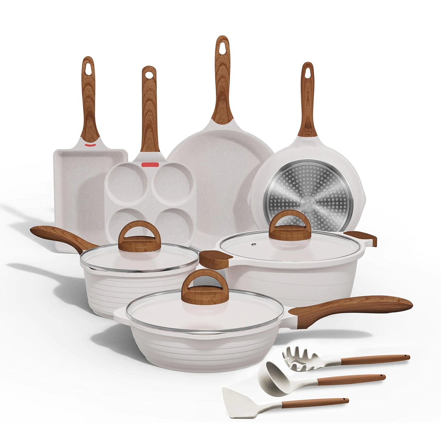Dluxe Ave. 13 Piece Pots and Pans Set / Nonstick White Granite Induction Cookware
