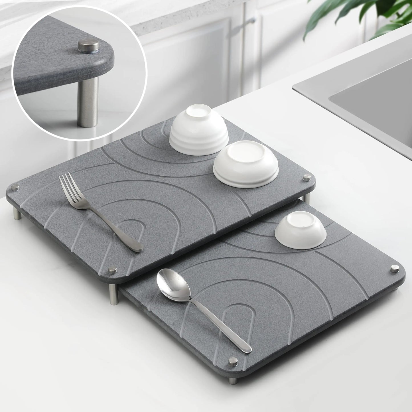 Dluxe Ave. Stone Dish Drying Mats for Kitchen Counter/Stainless Steel