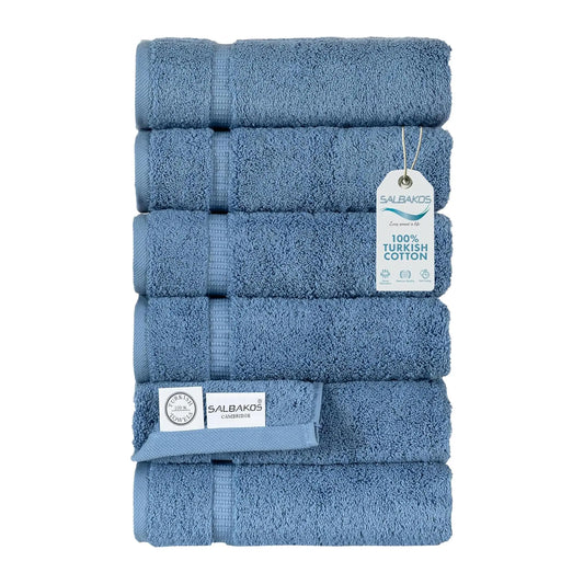 Dluxe Ave. Premium 6 Piece Hand Towels Set 100%/ Turkish Cotton (Blue)