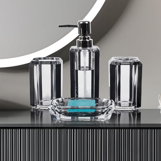 Dluxe Ave. 4-Piece Premium Acrylic Bathroom Accessory Set (Brushed Black)