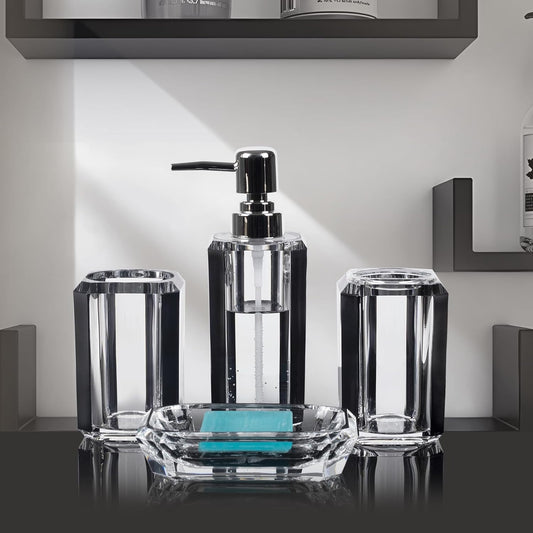 Dluxe Ave. 4-Piece Premium Acrylic Bathroom Accessory Set (Brushed Black)
