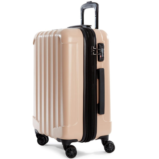 Dluxe Ave. Expandable Hardside Carry On/ Airline Approved/ Spinner Wheels/ Ultra Light 21-Inch/  Natural Beige