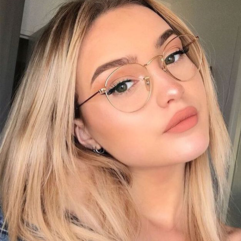 Vintage Round Metal Glasses Frame for Women
