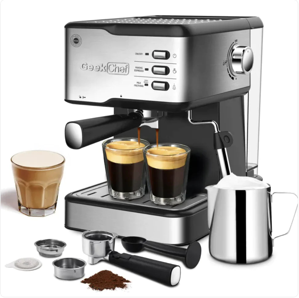 Dluxe Ave. Geek Chef 20-Bar Espresso Machine with Milk Frother