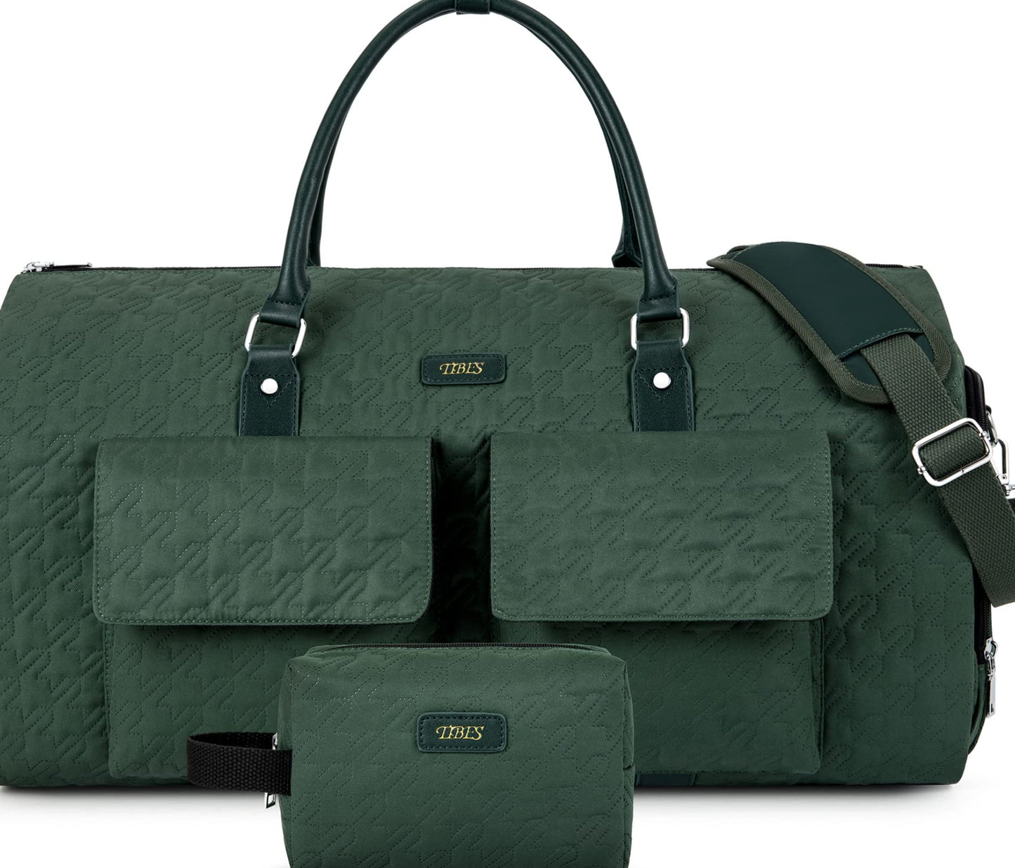 Dluxe Ave. Convertible Carry On/ Travel Duffel Bag/ 2 in 1 Hanging Suitcase /3pcs Set (Hunter Green)