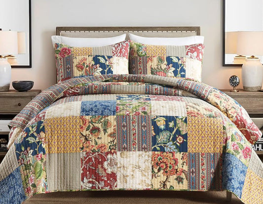 Dluxe Ave. (QUEEN) Cotton Bedspread Quilt Sets Reversible Bedding Coverlet Sets 3 Pieces