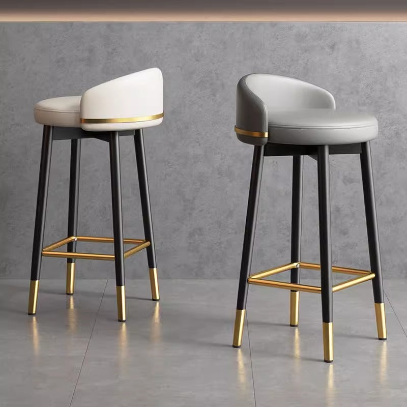 Modern Metal Bar Stool with Backrest
