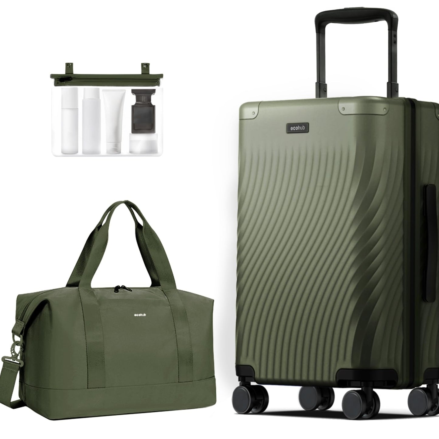 Dluxe Ave. Hardside Expandable Carry On/Recycled PC/ 20" Spinning Wheels/ 22x14x9/ TSA Lock/20inch Carry-on (Green)