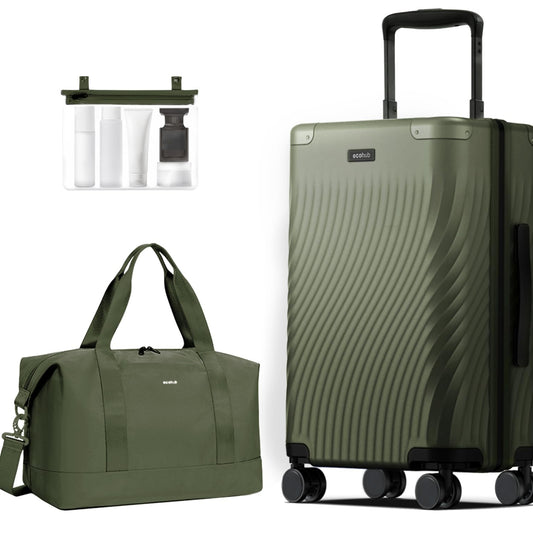 Dluxe Ave. Hardside Expandable Carry On/Recycled PC/ 20" Spinning Wheels/ 22x14x9/ TSA Lock/20inch Carry-on (Green)
