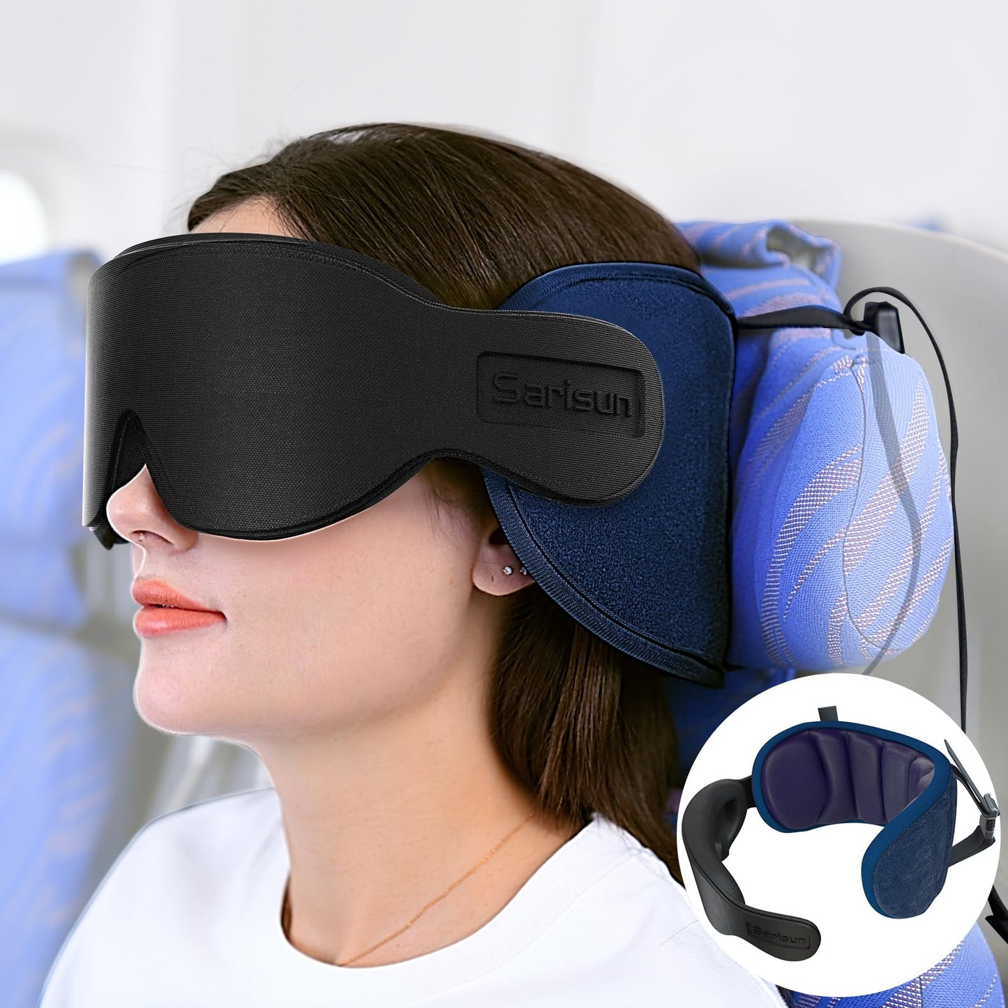 SARISUN Travel Pillows for Airplanes Neck Pillow with Eye Mask for Sleeping Long Flights Travel Pillow for Car Road Trip Car Headrest FSA HSA Eligible Approved Travel Accessories Purple