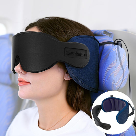 Dluxe Ave. Travel Pillows for Airplanes/ Neck Pillow with Eye Mask/ Purple