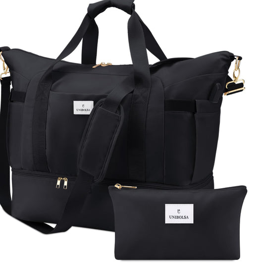 Dluxe Ave.Travel Duffel Bags with Shoe Compartment and USB Charging Port Carry on/  Black