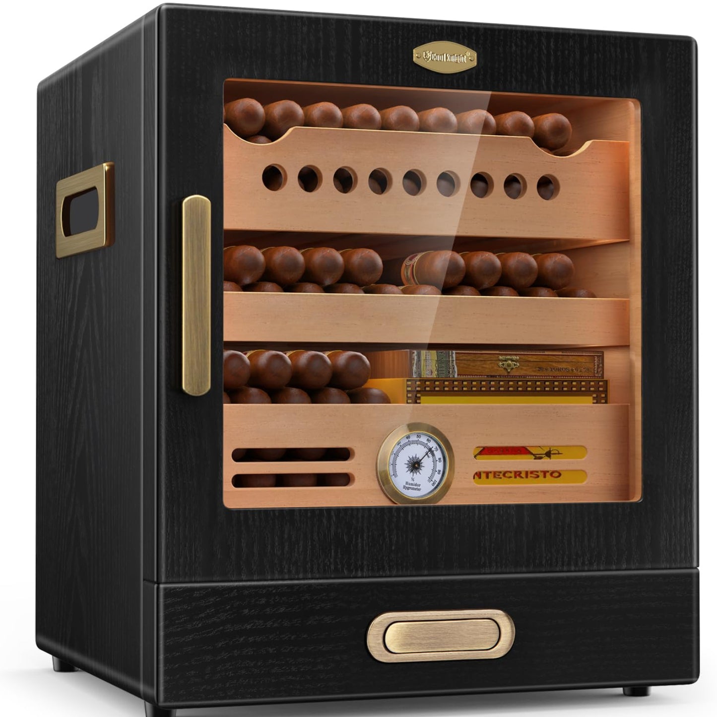 Dluxe Ave. Cigar Humidor Cabinet/ /Humidor with Spanish Cedar Wood/ Drawer