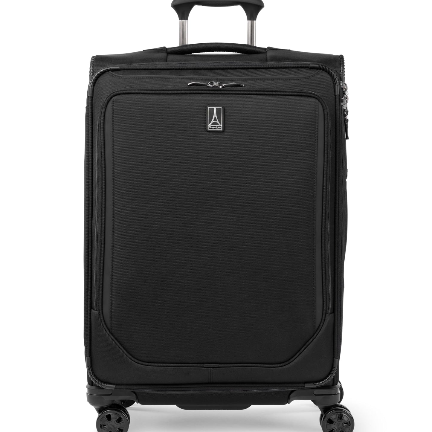Dluxe Ave.Classic Lightweight Softside Expandable Checked Luggage/8 Wheel Spinner/ TSA Lock/( Black)25-Inch