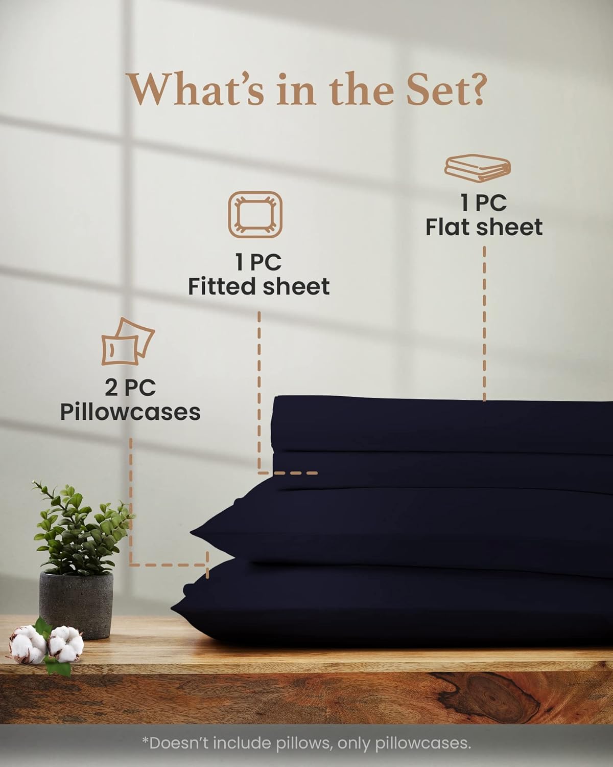 Dluxe Ave. ( CALI./ KING )4 Pc Sheet Sets, 1000 TC Egyptian Cotton,Navy Blue