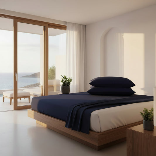 Dluxe Ave. (CALI./ KING)4 Pc Sheet Sets, 1000 TC Egyptian Cotton/ Navy Blue