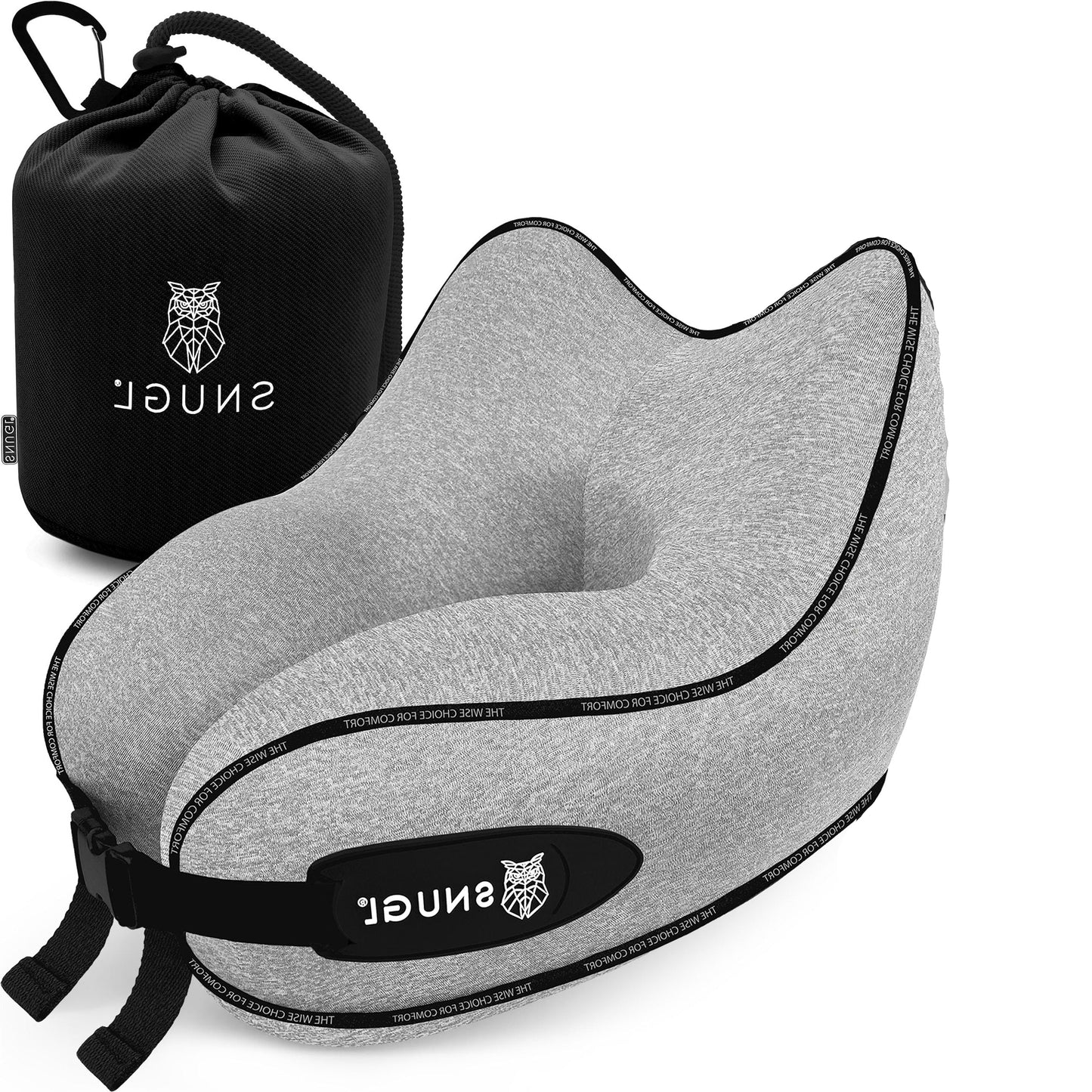 Dluxe Ave. Memory Foam Airplane Pillow/ Neck Support / Carry Bag & Clip/ Grey