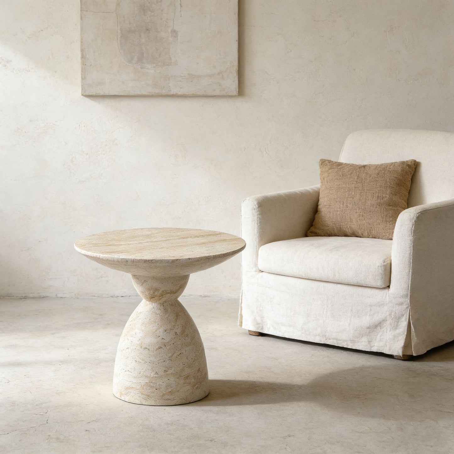 Medieval Style Magnesium Oxide Round Coffee Table