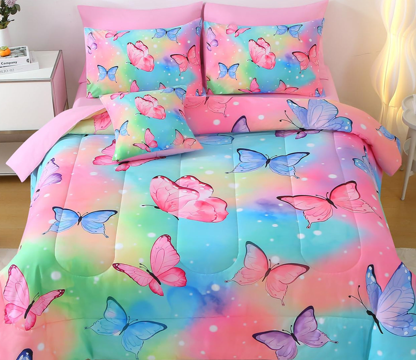 Dluxe Ave. ( TWIN ) 6 Pcs Bedding and Comforter Set, Rainbow