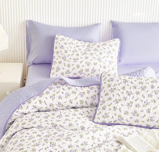 Dluxe Ave. ( FULL/ QUEEN) Set 3 Pieces/ White & Purple