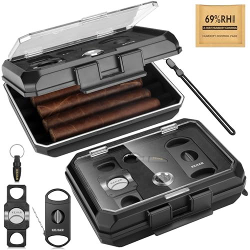 Dluxe Ave. Travel Cigar Humidor Case/ 3 in 1 Cutter/ V Cut 2 in 1
