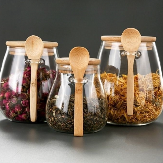 Dluxe Ave. Airtight Spice Containers / Glass Tea Canister (One)
